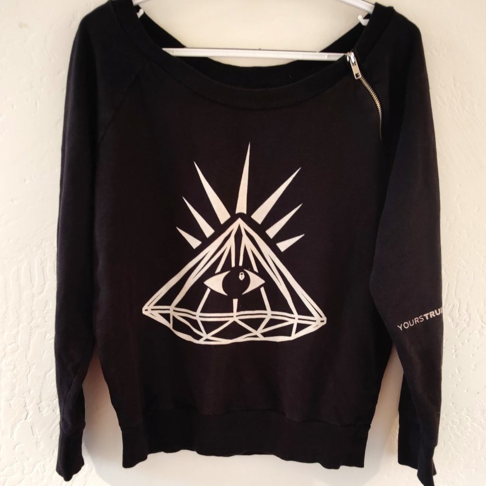 Yours Truly Slouch Shoulder Sweatshirt, Med, Crystal Punk